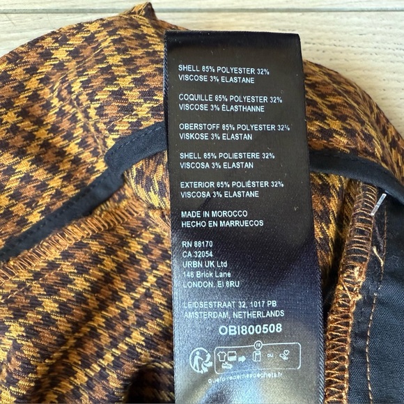 NWOT Free People Jana Flare Trousers Pants in Mustard &Brown Size 12 Houndstooth - Picture 12 of 15